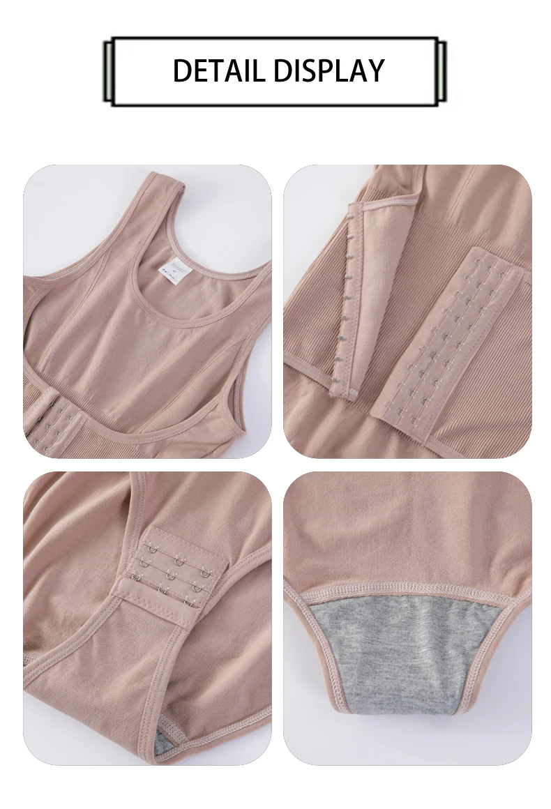 Women Bodysuit Shapewear with Zipper Belt Tummy Control Fajas Body Shaper Snap Crotch Waist Trainer Slimming Cincher Corset Tops