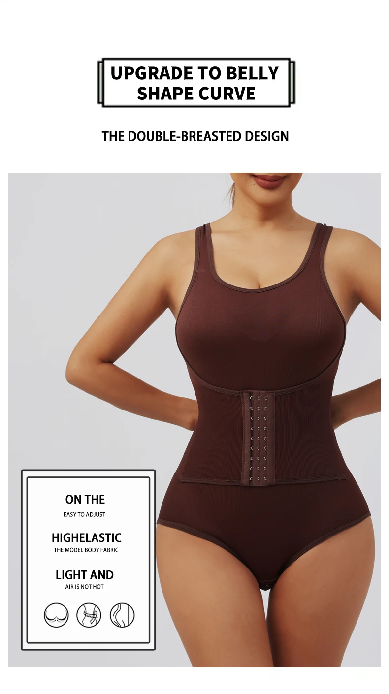 Women Bodysuit Shapewear with Zipper Belt Tummy Control Fajas Body Shaper Snap Crotch Waist Trainer Slimming Cincher Corset Tops